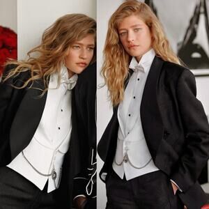 Ralph Lauren Purple Label Gregory Tuxedo Blazer Jacquard Geometric Black XL 14